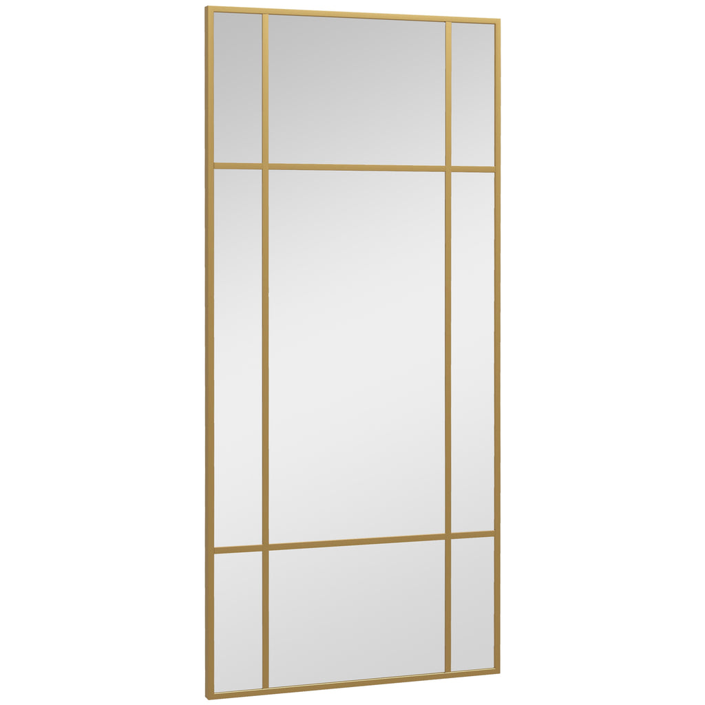 HOMCOM Window Style Wall Mirror with Vertical and Horizontal Mounting, 110x50cm, Gold - Borgè
