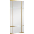 HOMCOM Window Style Wall Mirror with Vertical and Horizontal Mounting, 110x50cm, Gold - Borgè