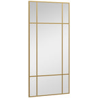 HOMCOM Window Style Wall Mirror with Vertical and Horizontal Mounting, 110x50cm, Gold - Borgè
