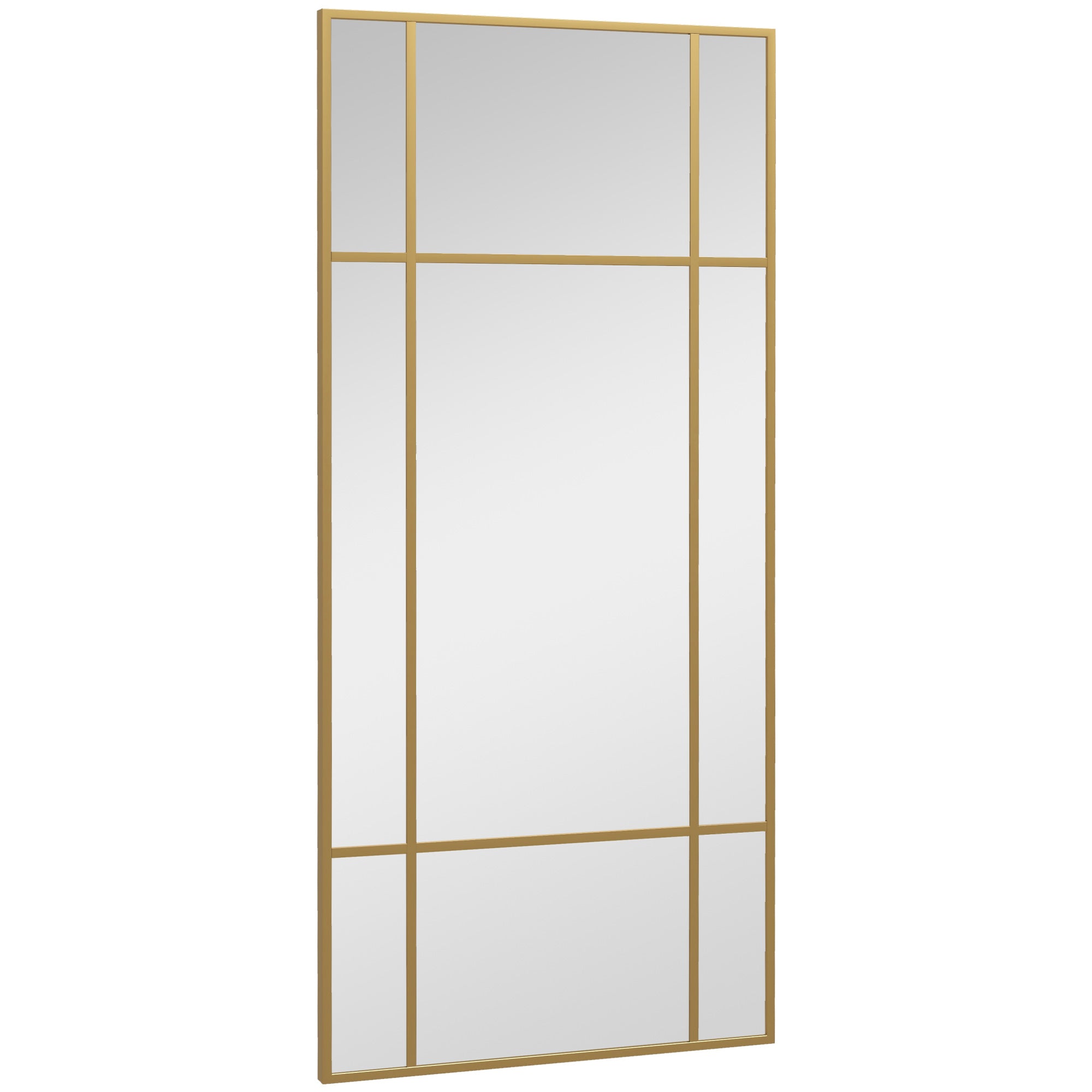 HOMCOM Window Style Wall Mirror with Vertical and Horizontal Mounting, 110x50cm, Gold - Borgè