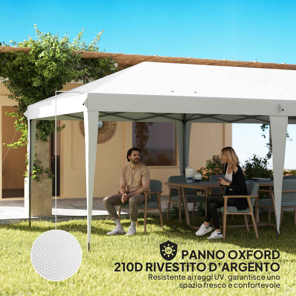 Outsunny 6x3m Pop-Up Garden Gazebo, Folding Party Tent with Carry Bag, White