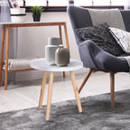 Round Coffee Table with Raised Edge, Wooden, Φ40x40.5cm - White and Gold