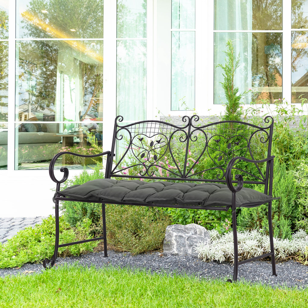 Garden Bench Cushion with Ties and Thick Padding, 100x40cm, Dark Gray - Borgè
