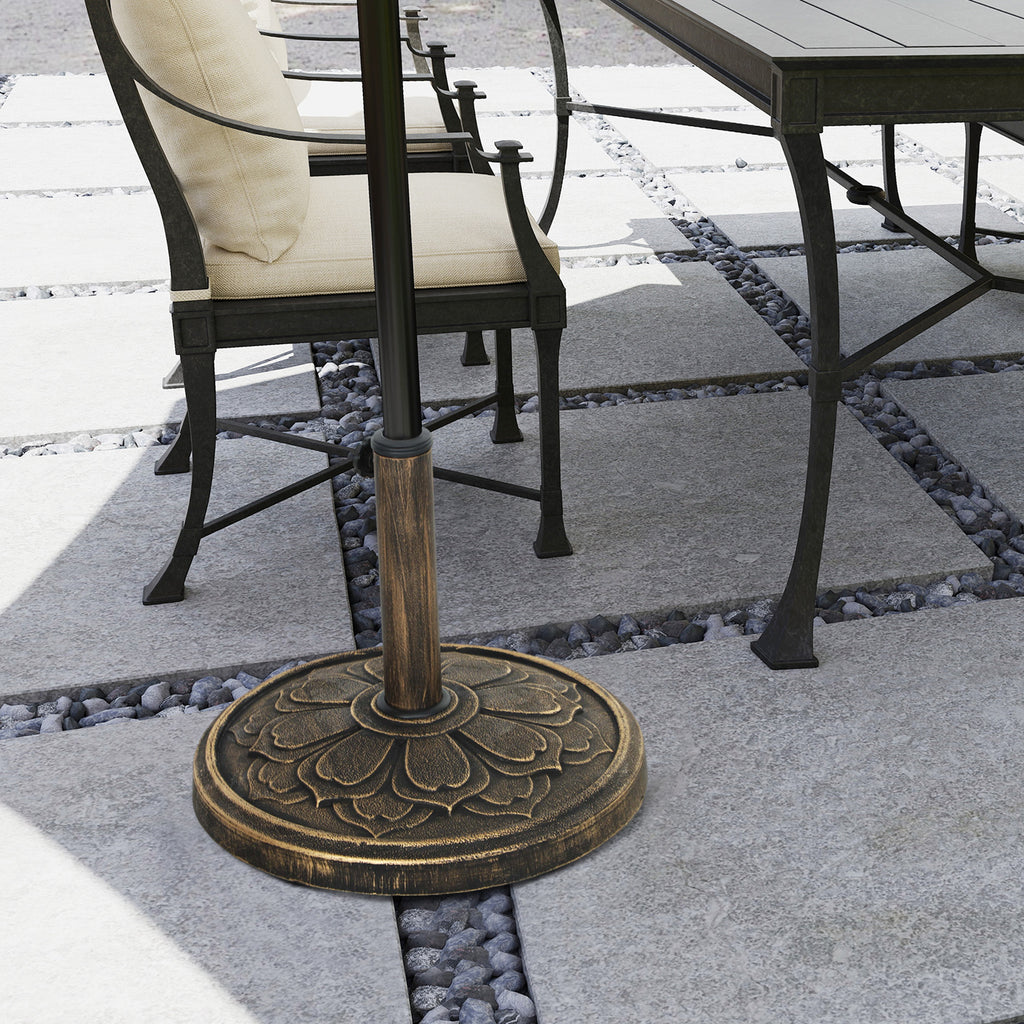 12 kg Umbrella Base with Integrated Crank, in Resin, Metal and Cement, Ø46x33 cm, Bronze