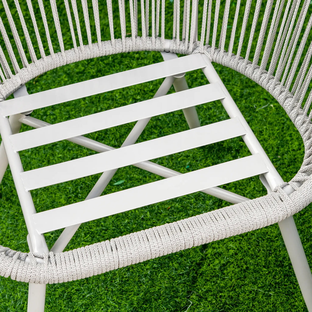 Boho Style Synthetic Rattan Garden Set with Coffee Table and 2 Chairs, Cream White - Borge' Group Limited