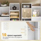 HOMCOM Modern Wooden Bookcase, 181 cm High, with 21 Compartments and 10 Adjustable Shelves, White