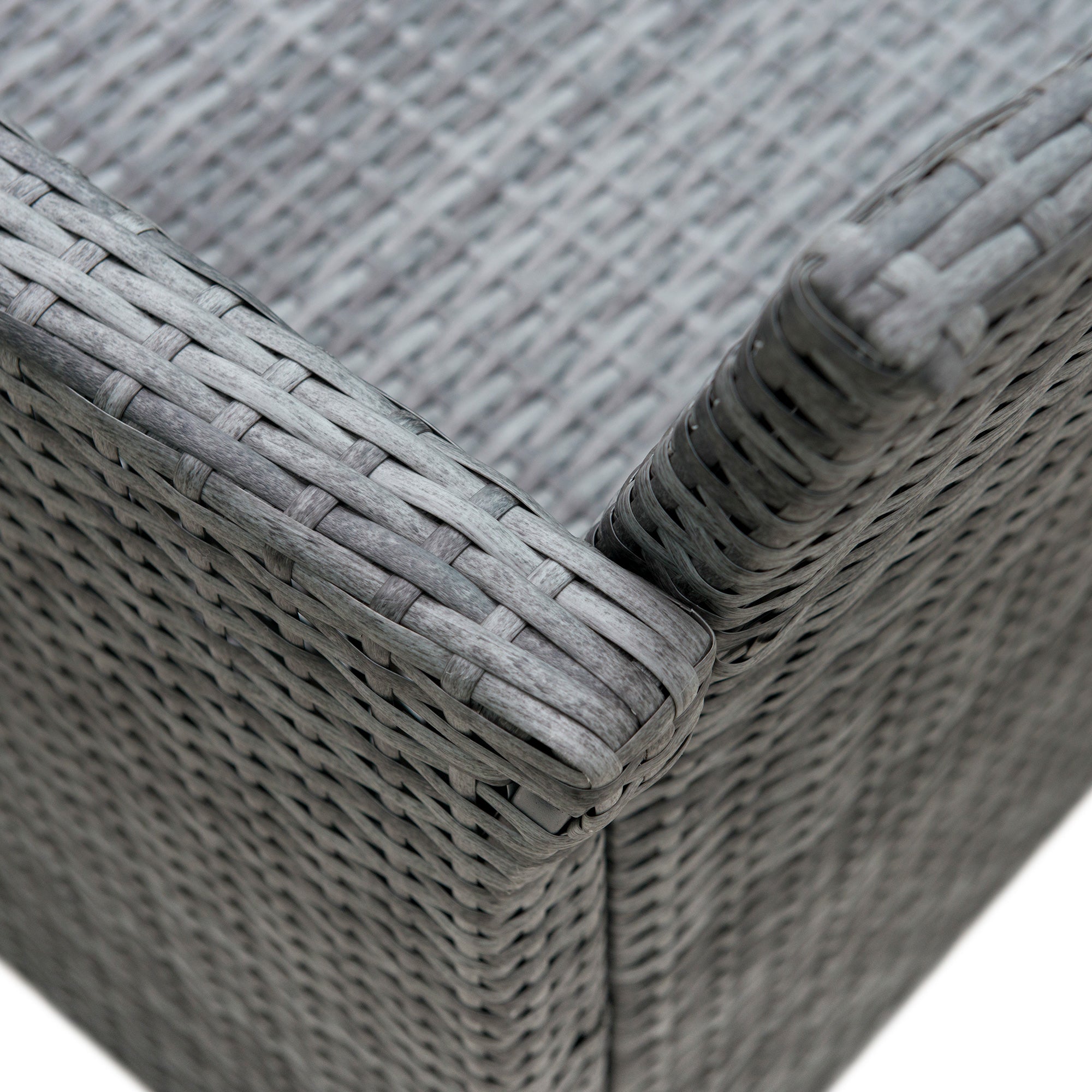 4-Piece Rattan Garden Furniture Set (PE), Outdoor Lounge Set with Table, 2 Chairs, and Two-Seater Sofa, Grey