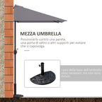 Space-saving Mezzaluna Wall Parasol with Crank Opening, Grey - Borgè