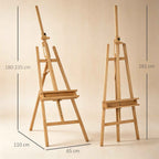 Vinsetto Folding Beech Easel with Adjustable Height and Angle, 65x110x180-235 cm