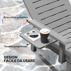 Outsunny Set of 2 Adjustable Garden Loungers with Table and Armrests, in Polypropylene, 79x158x88 cm, Dark Grey