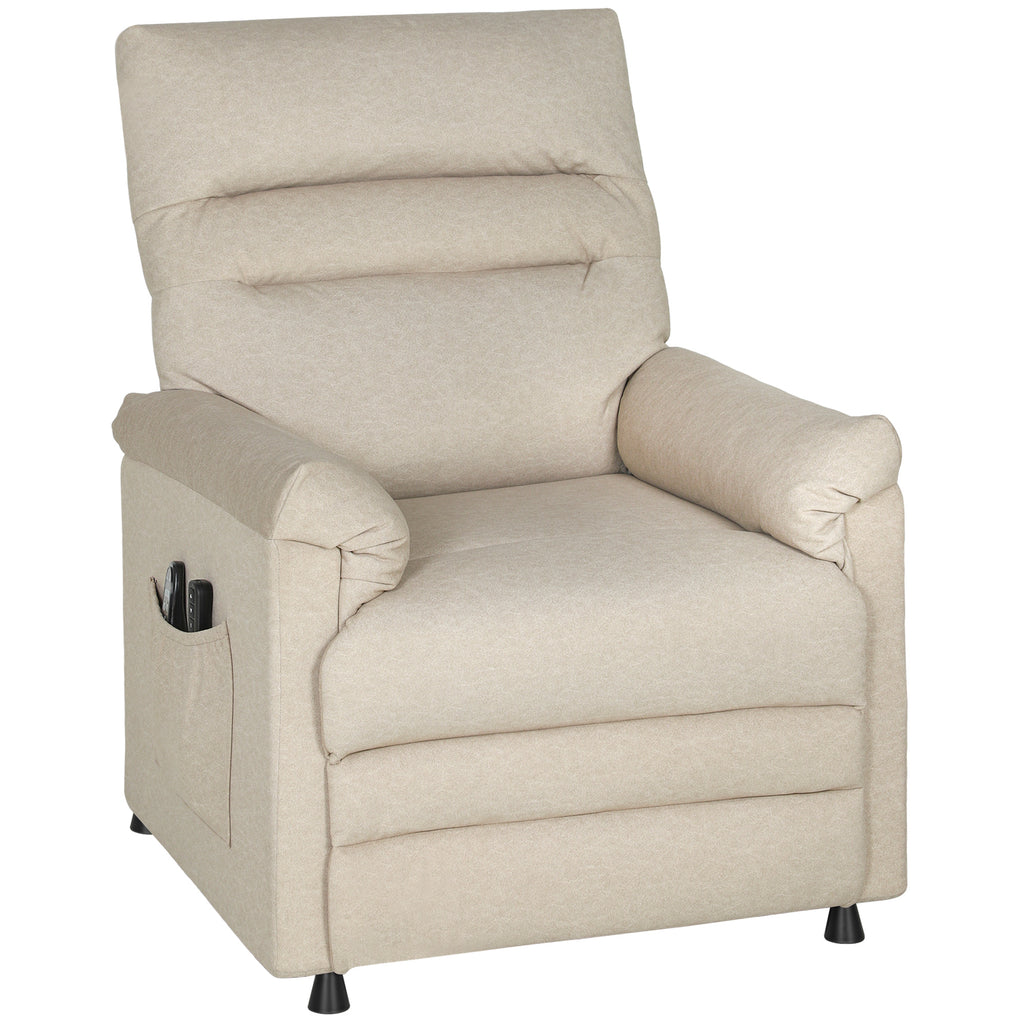 Recliner Chair with Footrest, Heated, 8 Massage Points and 5 Modes, Velvet Fabric, Beige
