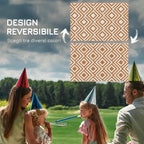 Outdoor Carpet for Balcony and Terrace Reversible with Geometric Pattern, 182x274 cm, Brown and White