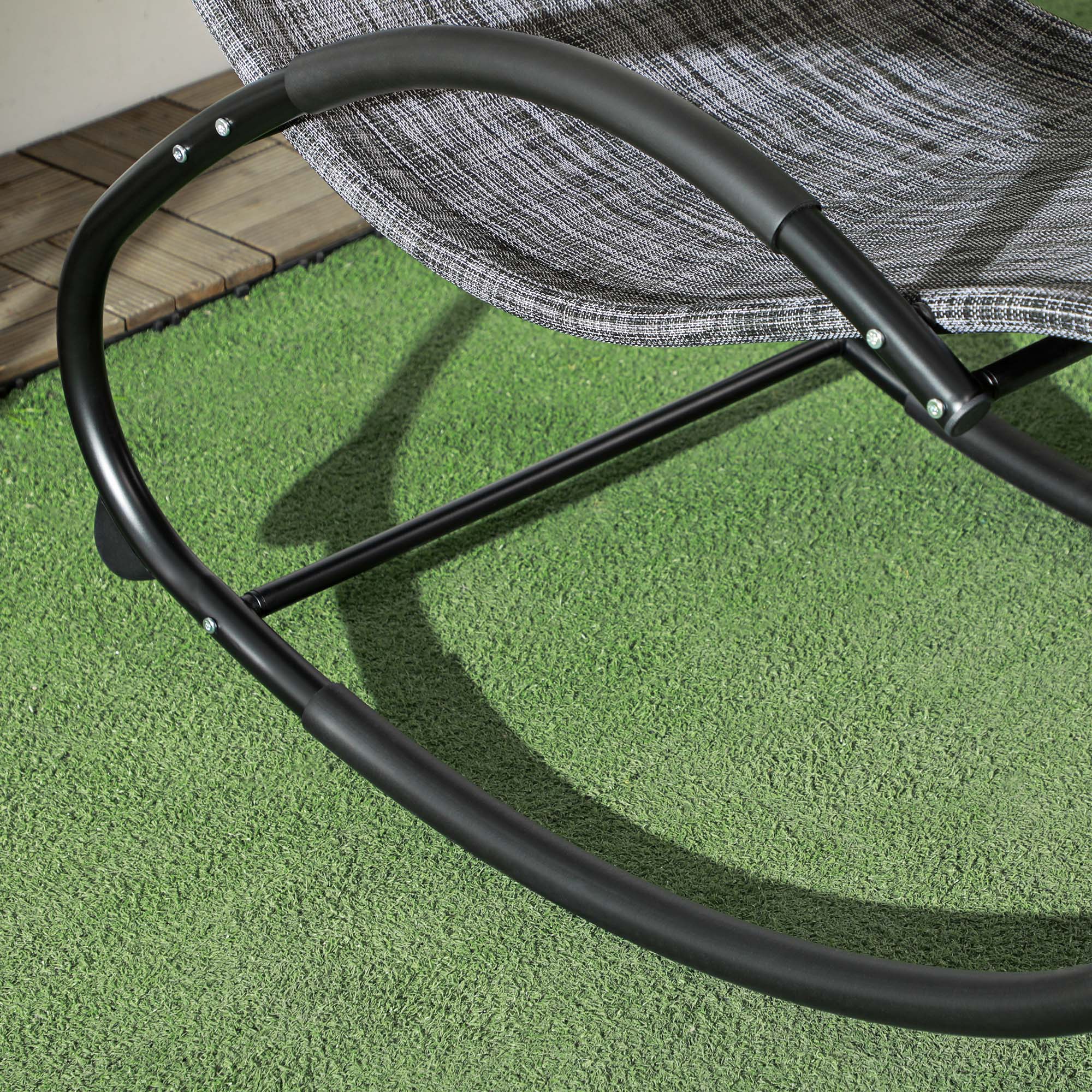 Outsunny Waterproof Outdoor Zero-Gravity Rocking Deck Chair with Headrest, 155x61x88 cm, Gray - Borgè