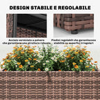 Outsunny 45L Outdoor Rattan Raised Garden Bed with Drainage Holes and Adjustable Feet, Brown