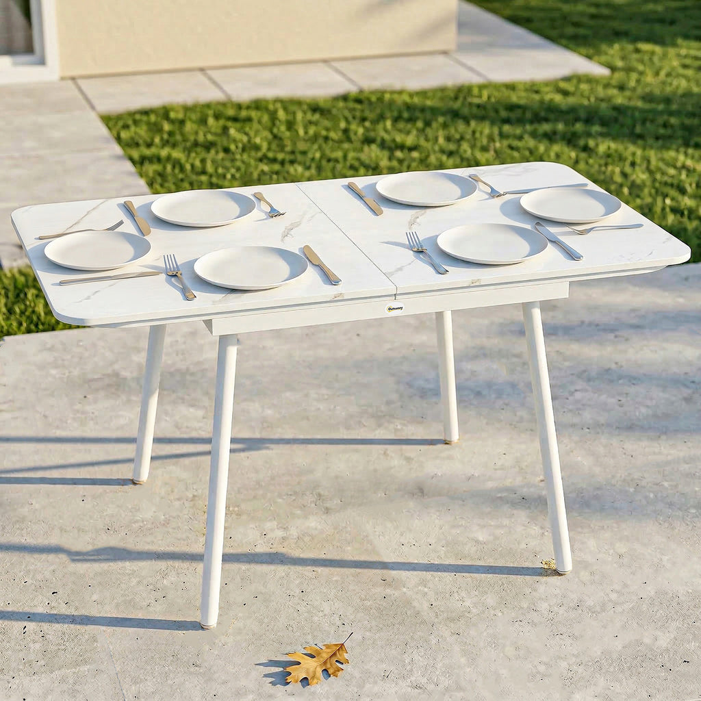 Outsunny Garden Table for 6 People, Rectangular 140x80 cm with WPC Top