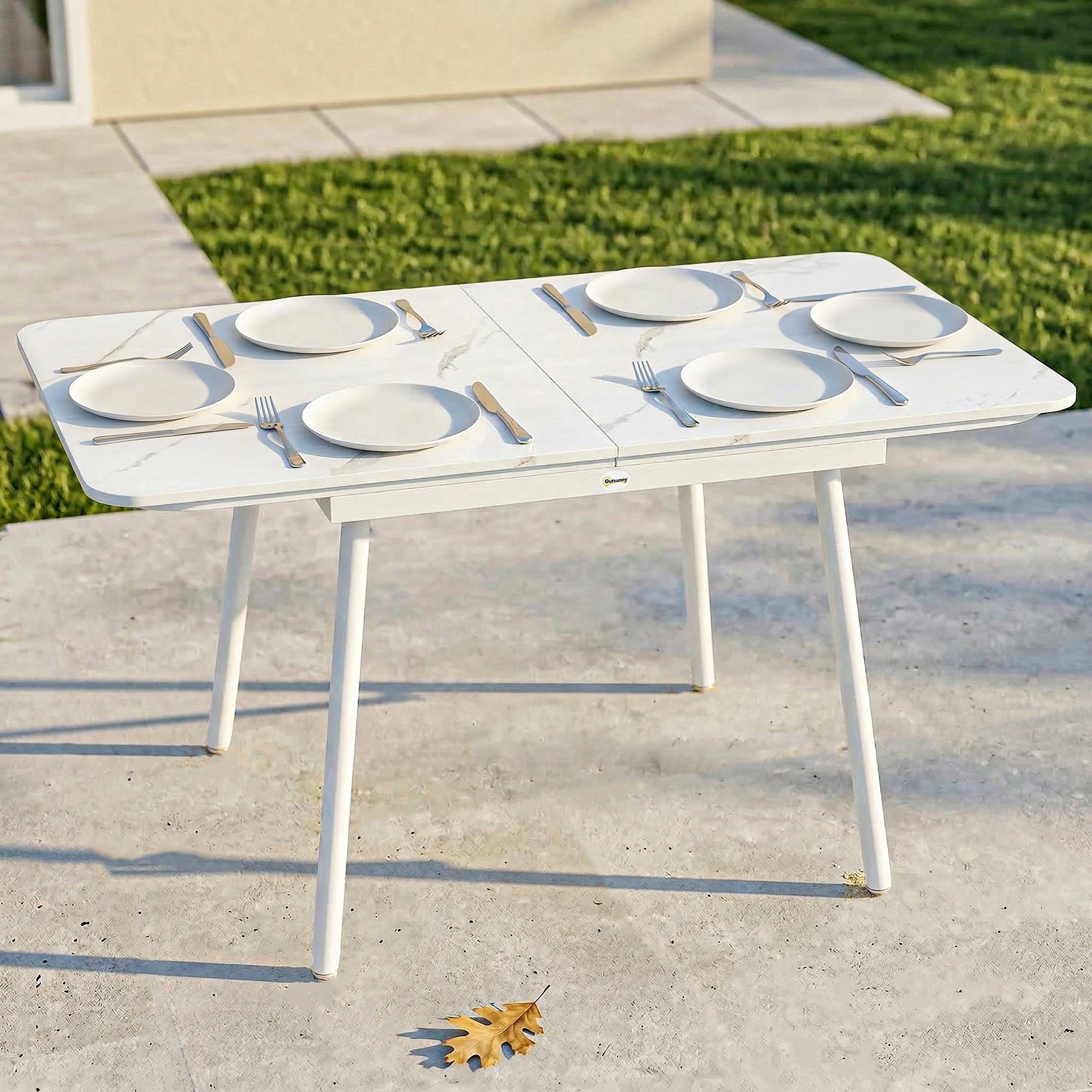 Outsunny Garden Table for 6 People, Rectangular 140x80 cm with WPC Top