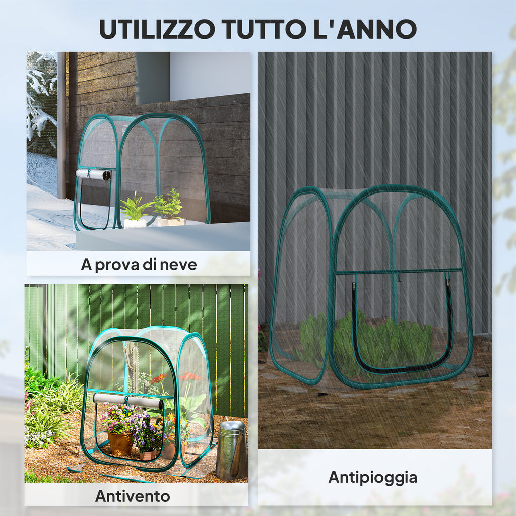Mini Pop Up Greenhouse with Plastic Cover, Roller Window and Bag, 70x70x80 cm, Transparent