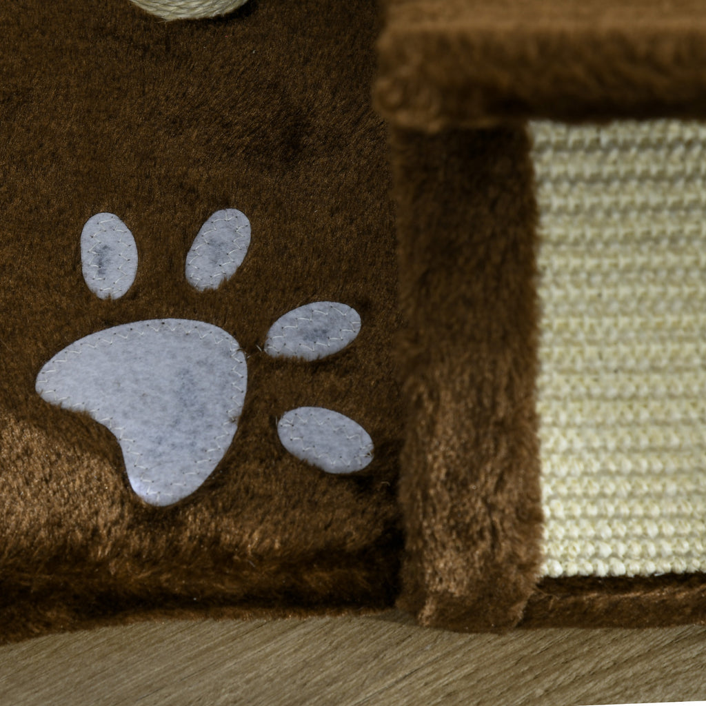 Cat Scratching Post, Cat Tree, Cat Toy, with Bed, 2 Hanging Balls in Natural Sisal, Height 43cm