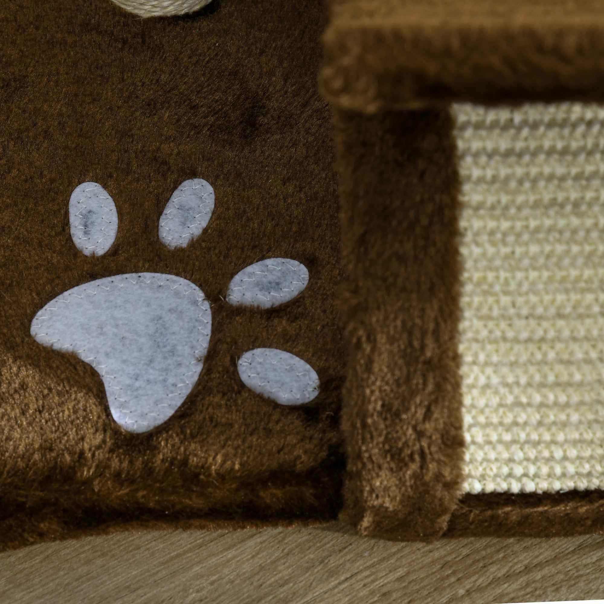 Cat Scratching Post, Cat Tree, Cat Toy, with Bed, 2 Hanging Balls in Natural Sisal, Height 43cm