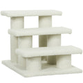 PawHut 3-Step Plush Dog and Cat Ladder, 45x35x34 cm, Beige