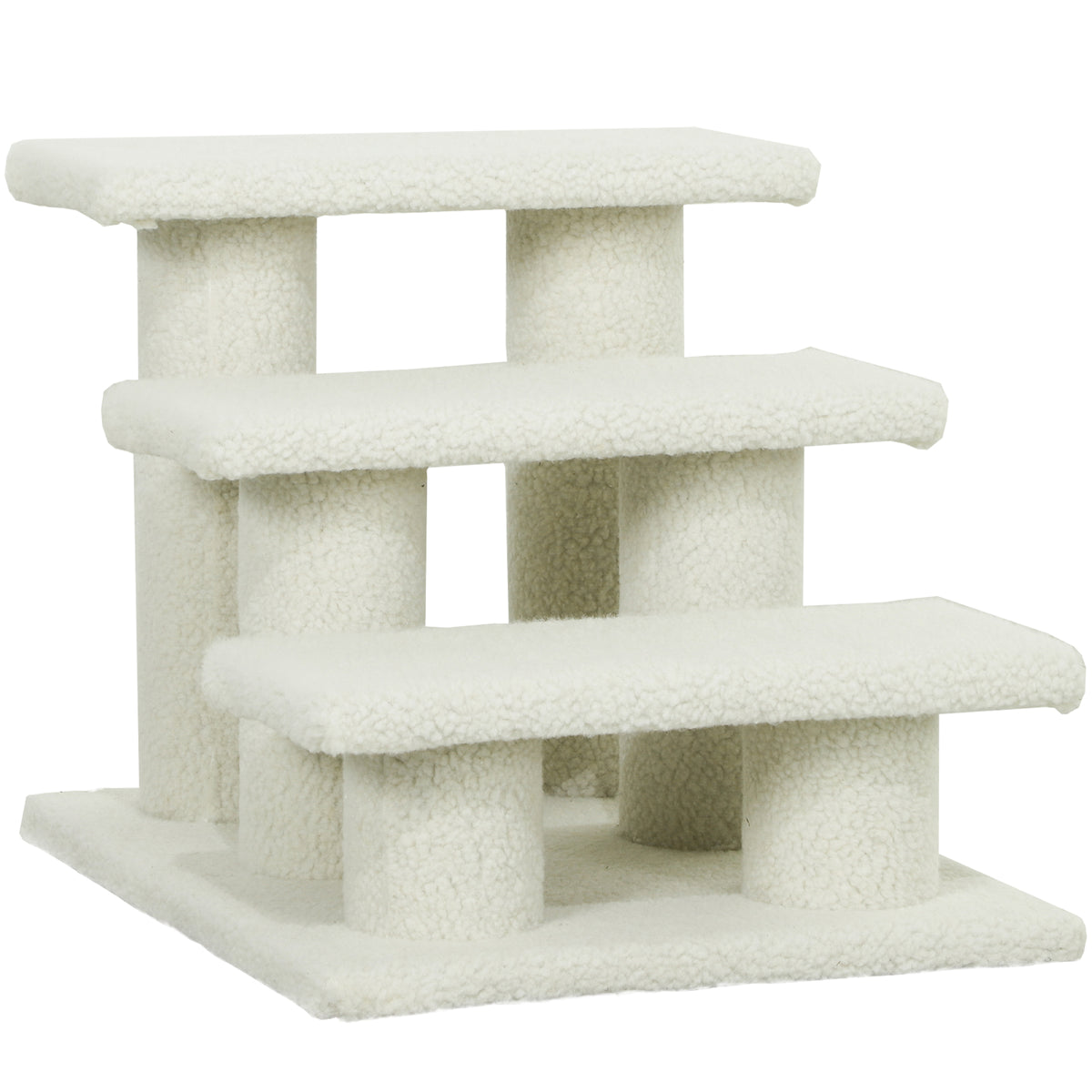 PawHut 3-Step Plush Dog and Cat Ladder, 45x35x34 cm, Beige