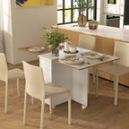 Extendable Rectangular Table with 2 Drawers and a Wooden Cabinet, 140x76x74 cm, White and Wood Color