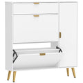 HOMCOM Space-Saving Slim Shoe Rack with Flap Doors, Entryway Shoe Cabinet with Adjustable Shelves, Holds 12 Pairs, White