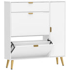 HOMCOM Space-Saving Slim Shoe Rack with Flap Doors, Entryway Shoe Cabinet with Adjustable Shelves, Holds 12 Pairs, White