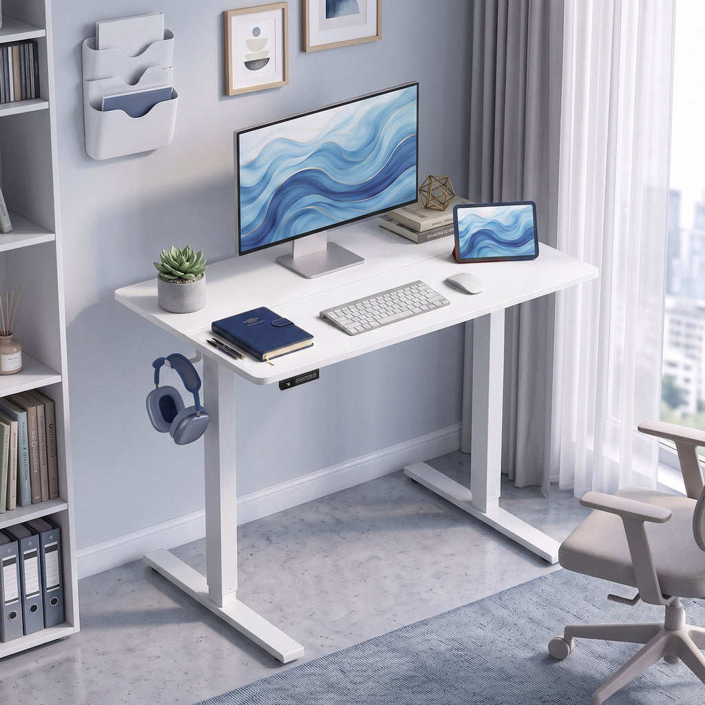 HOMCOM Electric Height-Adjustable Desk with Memory Function, 100x60x72-118 cm, White