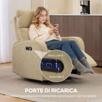 Electric Chenille Recliner Chair with Footrest, Adjustable Headrest and Sockets, 80x93x103 cm, Beige