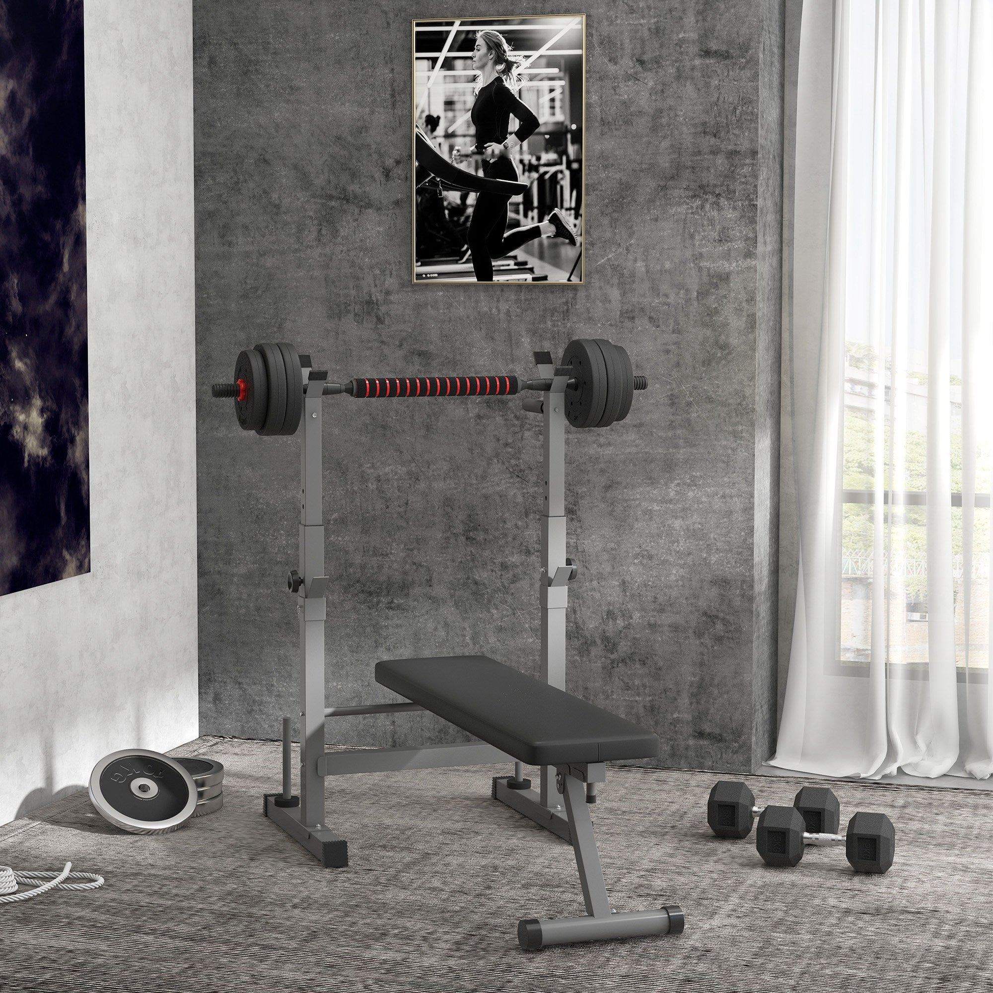 15 kg Hexagonal Dumbbell with Non-Slip Grip, Steel and Rubber, Ø15.5 x 33.6 cm, Black