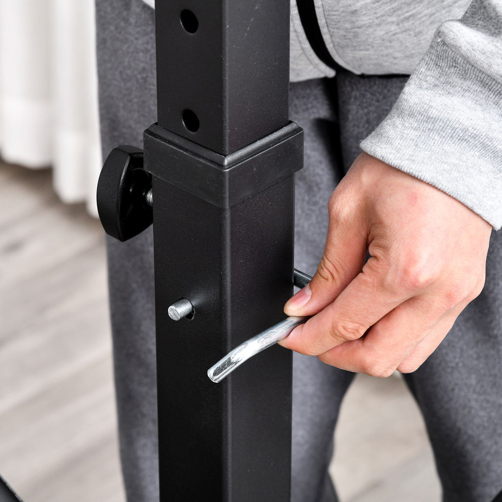 Adjustable Gym Bench with Barbell Rack, Steel and PU, 210x110x103-123 cm, Black