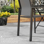 Outsunny Set of 2 Stackable Garden Chairs with Breathable Seat, in Aluminum and Textilene, 56x58x89 cm, Charcoal Gray