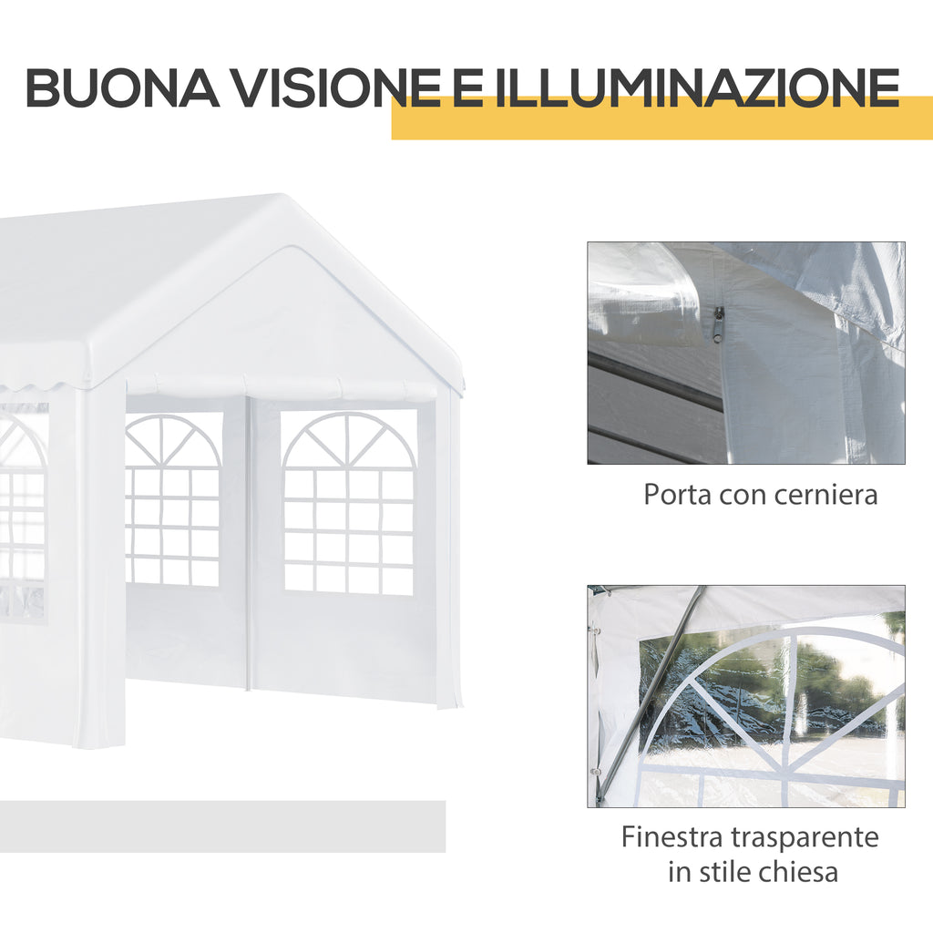 Outsunny 6x4m Party Tent with Removable Walls, Doors and 6 Windows, White