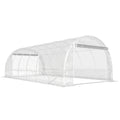 Outsunny 3x6x2 m Tunnel Greenhouse with Roller Doors, Steel Frame and Anti-UV PE Cover, Transparent