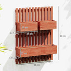 Outsunny Vertical Slatted Planter with 3 Removable Pots, in Fir Wood, 60x16x80 cm, Brown