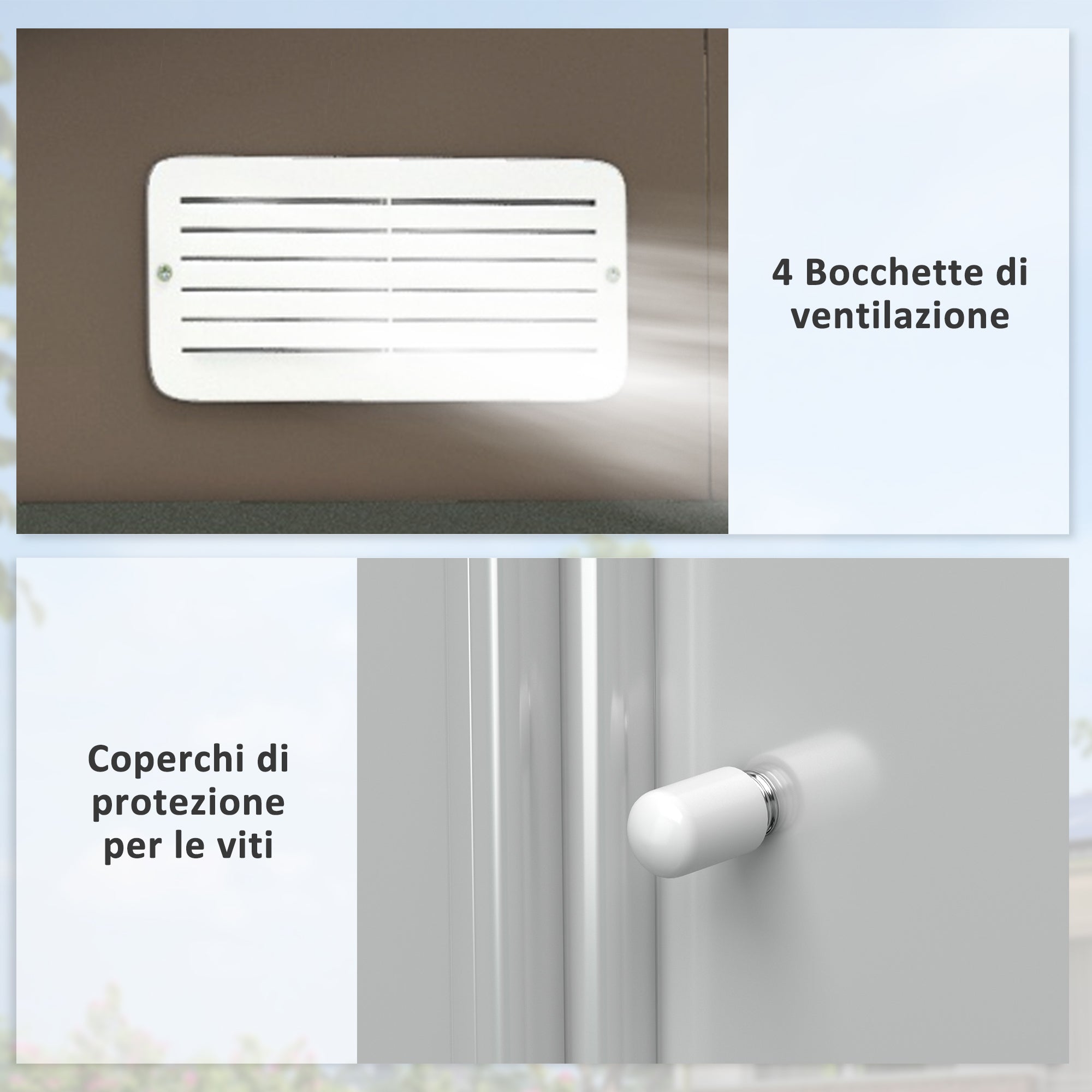 Metal Garden Shed with Vents and Double Sliding Door, 2.1x1.3m, Brown