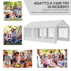 Garden Gazebo 6x3m with Side Windows, 3 Rooms and Hinged Doors, White
