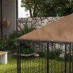 PawHut Metal and Oxford Fabric Dog Playpen with Bowl Door, 211x141x151 cm, Black and Brown