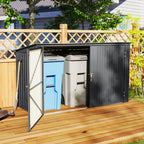 Steel Bin Covers for 3 240L Bins with 2 Doors and Lid, 233x105x118.5/133 cm, Dark Gray