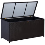 284L Outdoor Storage Chest with Gas Piston, PE Rattan and Steel, 118x54x59 cm, Dark Brown