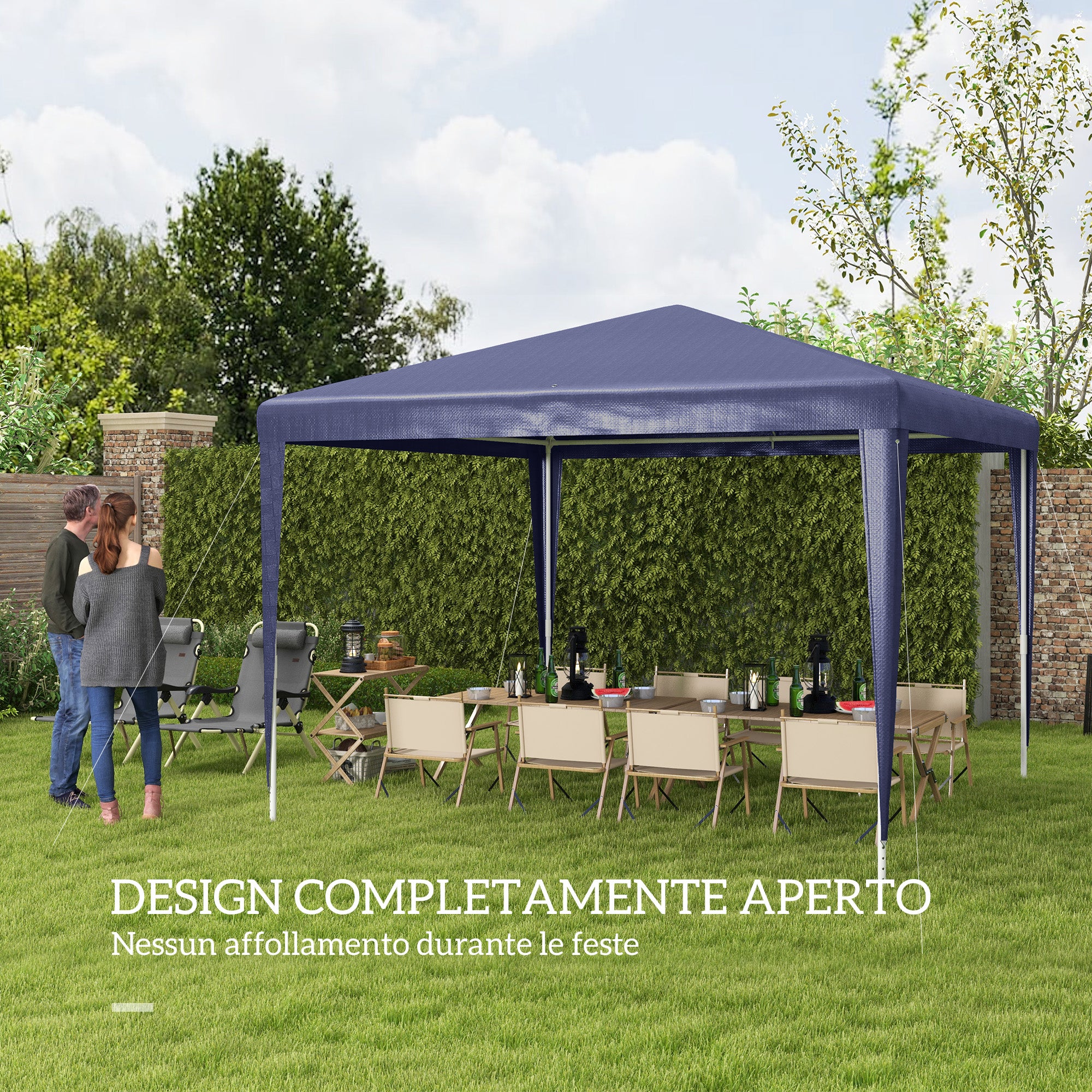 Garden Gazebo 3x3 m Foldable and Portable with Anti-UV Cover, Blue