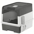 PawHut Cat Litter Box M with Lid, Removable Tray, Scoop, 4 Deodorant Packets, Grey