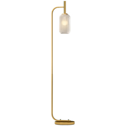 Modern Floor Lamp with Glass Shade and Foot Switch for E27 Bulbs, Gold