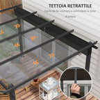 Pergola Gazebo 4x3 m with 8 Drainage Holes, in Aluminium, Metal and Polyester, Dark Gray - Borgè