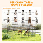 12-Panel Modular Dog Playpen, 80 x 1.5 x 80 cm, Foldable with Steel Door, 12 Pegs, Grey