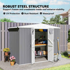 Outsunny Galvanized Steel Garden Storage Shed with 2 Doors, 246x117x180 cm, Light Grey