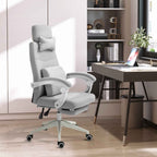 Vinsetto Ergonomic Office Chair, Desk Chair with Wheels, Lumbar Cushion, Removable Headrest and Footrest, Grey 62x68x117-127cm