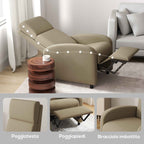 160° Manually Reclining Relaxing Chair with Fabric Footrest, Beige