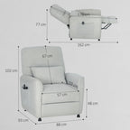 Recliner Chair with Heat, 8 Massage Points and 5 Modes, Chenille Fabric, Light Grey
